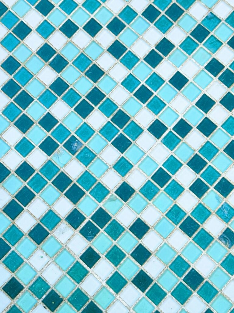 Blue and teal pool mosaic tile